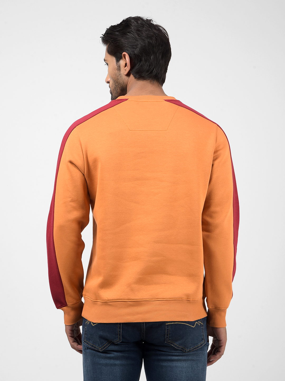 Numero Uno Men Color Block Orange Sweat Shirt